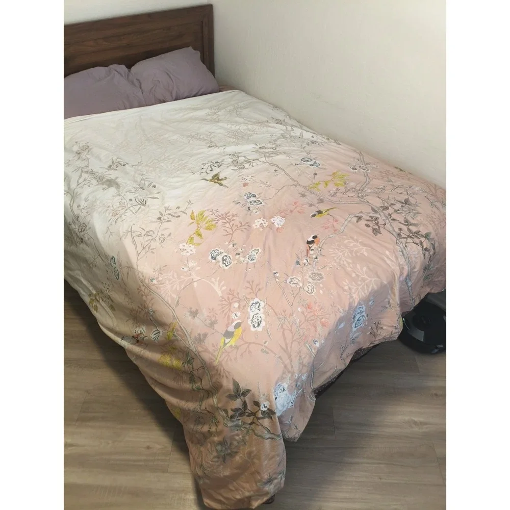 West Elm Organic Cotton Sateen Chinoiserie King Duvet Cover Floral Asian Hombre